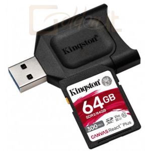 USB Ram Drive Kingston 64GB SDXC SDR2 Class 10 UHS-II U3 Canvas React Plus Kit + MLP SD Reader - MLPR2/64GB