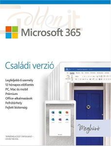 Szoftver - Office Microsoft 365 Family Hungarian EuroZone Sub 1YR Medialess P6 - 6GQ-01156