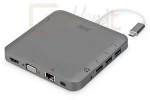 Notebook kiegészitők Digitus Universal Docking Station, USB-C, 11 Ports, gray - DA-70876