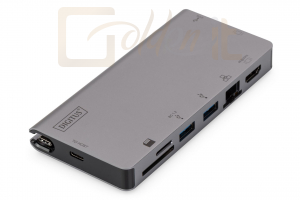 Notebook kiegészitők Digitus USB-C Multiport Travel Dock, 8 Port, gray - DA-70877