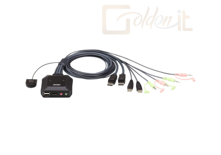 Hálózati eszközök ATEN CS22DP 2-Port USB DisplayPort Cable KVM Switch with Remote Port Selector - CS22DP