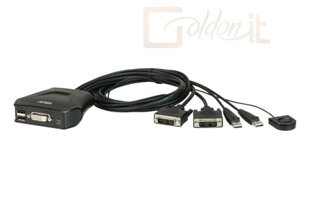 Hálózati eszközök ATEN CS22D 2-Port USB DVI Cable KVM Switch with Remote Port Selector - CS22D