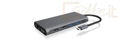 Notebook kiegészitők Raidsonic IcyBox IB-DK4050-CPD USB Type-C DockingStation with triple video interface Silver - IB-DK4050-CPD