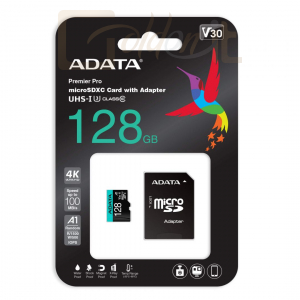 USB Ram Drive A-Data 128GB microSDXC Premier Pro UHS-I U3 Class 10 (V30S) + adapterrel - AUSDX128GUI3V30SA1-RA1