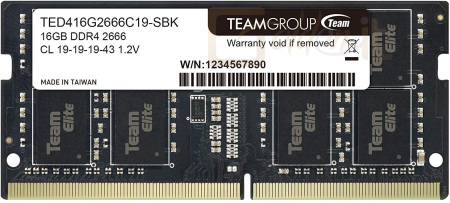 RAM - Notebook TeamGroup 16GB DDR4 2666MHz Elite SODIMM - TED416G2666C19-S01
