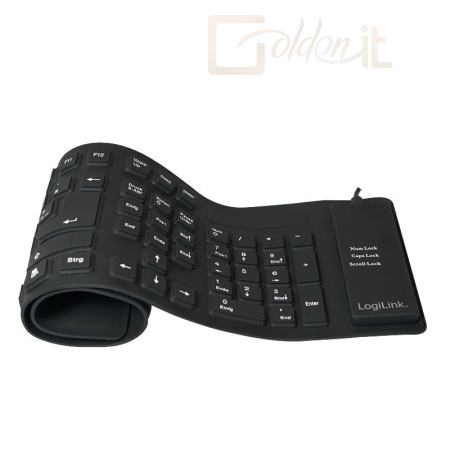 Billentyűzet Logilink Flexible waterproof USB + PS/2 Keyboard Black - ID0019A