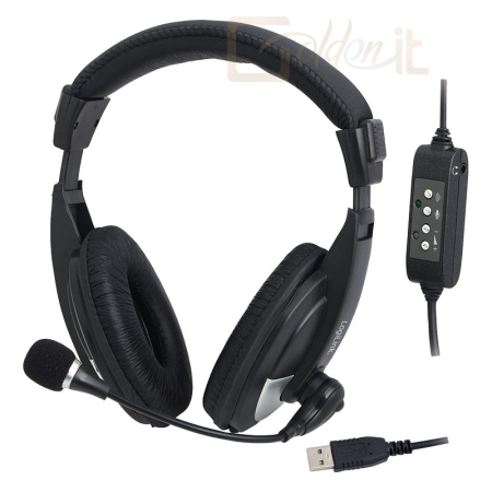 Fejhallgatók, mikrofonok Logilink USB Stereo Headset Black - HS0019