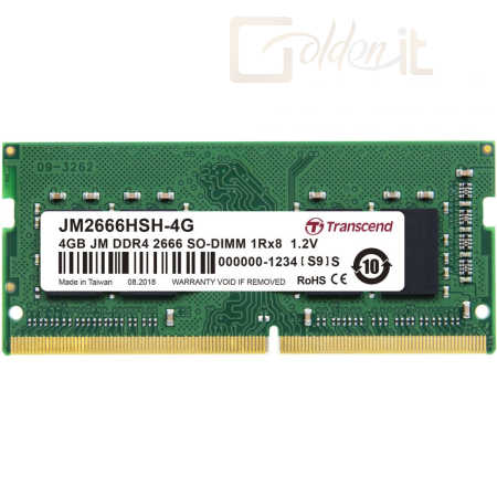 RAM - Notebook Transcend 4GB DDR4 2666MHz JetRam SO-DIMM - JM2666HSH-4G