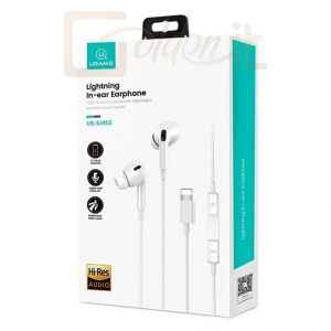 Fejhallgatók, mikrofonok Usams SJ453 EP-41 Lightning In-ear Earphone 1,2m White - SJ453HS01