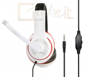 Fejhallgatók, mikrofonok Gembird MHS-03-WTRDBK Stereo Headset White/Red/Black - MHS-03-WTRDBK