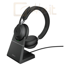 Fejhallgatók, mikrofonok Jabra Evolve2 65 MS Teams Stereo Bluetooth Headset + Charging Station Black - 26599-999-989