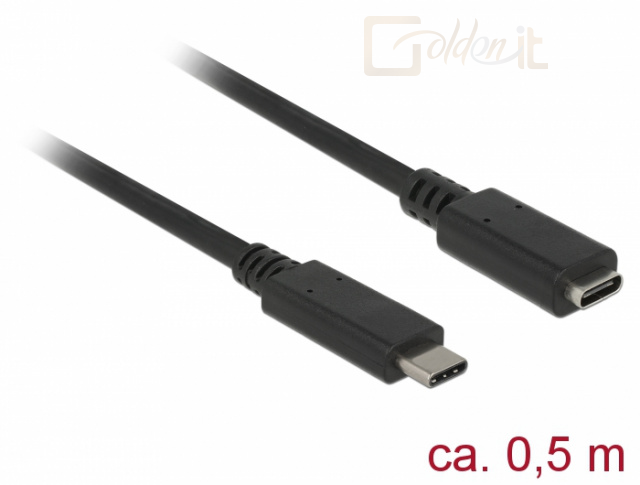 Kábel - DeLock SuperSpeed USB3.1 Gen1 USB Type-C male > female 3 A cable 0,5m Black