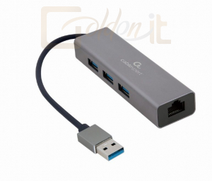 Hálózati eszközök Gembird USB AM Gigabit Network Adapter With 3-port USB 3.0 Hub Grey - A-AMU3-LAN-01