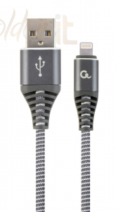 Kábel - Gembird USB2.0 kábel, 1m (AM / LM), prémium szövött pamut,szürke / fehér