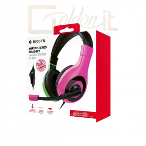 Fejhallgatók, mikrofonok Bigben Interactive Stereo Gaming Headset V1 Nintendo Switch Pink/Green - SWITCHHEADSETV1P+G