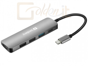 Notebook kiegészitők Sandberg USB-C Dock HDMI+3xUSB+PD 100W Gray - 136-32