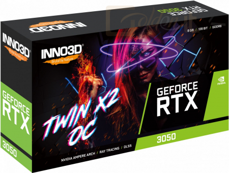 Videókártya Inno3D GeForce RTX 3050 8GB DDR6 Twin OC X2 - N30502-08D6X-11902130