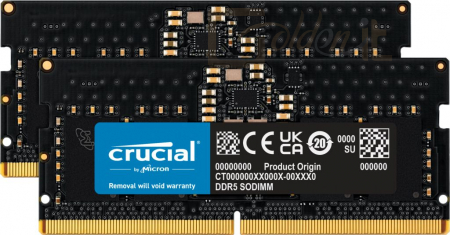 RAM - Notebook Crucial 16GB DDR5 4800MHz Kit(2x8GB) SODIMM - CT2K8G48C40S5