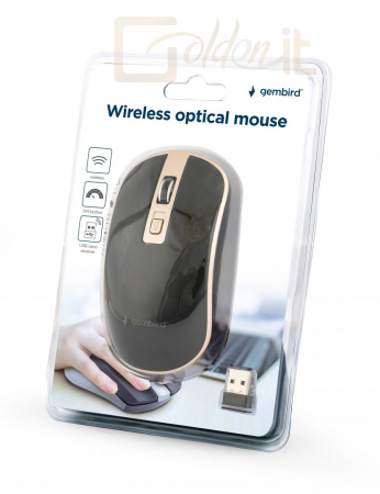 Egér Gembird MUSW-4B-06-BG Wireless optical mouse Black/Gold - MUSW-4B-06-BG