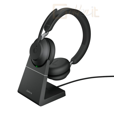 Fejhallgatók, mikrofonok Jabra Evolve2 65 UC Stereo Bluetooth Headset + Charging Station Black - 26599-989-989