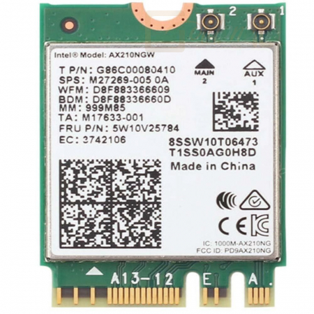 Hálózati eszközök Intel NIC WI-FI 6 AX210 2230 2x2 AX R2 6GHz + BT No vPro - AX210.NGWG.NV