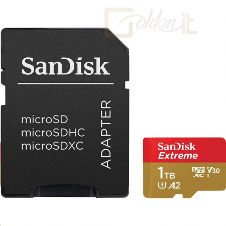 USB Ram Drive Sandisk 1TB microSDXC Class 10 U3 V30 A2 Extreme + adapterrel - SDSQXAV-1T00-GN6MA