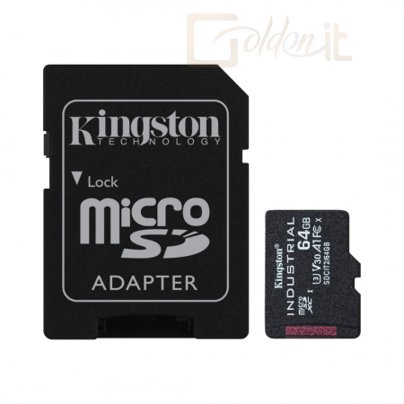 USB Ram Drive Kingston 64GB microSDXC Class 10 CL10 U3 V30 A1 Industrial + adapterrel - SDCIT2/64GB