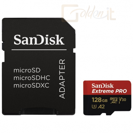 USB Ram Drive Sandisk 128GB microSDXC Extreme Pro Class 10 UHS-I A2 C10 V30 + adapterrel - SDSQXCD-128G-GN6MA