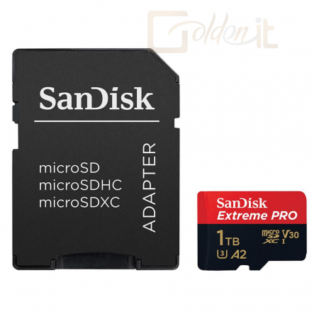 USB Ram Drive Sandisk 1TB microSDXC Extreme Pro Class 10 UHS-I A2 C10 V30 + adapterrel - SDSQXCD-1T00-GN6MA