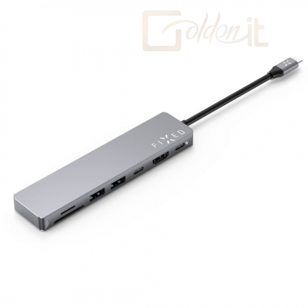 Notebook kiegészitők FIXED 7-port aluminum USB-C HUB Card  notebooks and tablets Szürke - FIXHU-CAD-GR