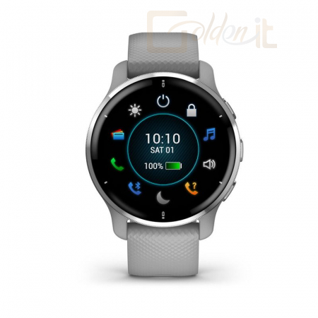 Okosóra Garmin Venu 2 Plus Silver Stainless Steel Bezel With Powder Grey Case And Silicone Band - 010-02496-10
