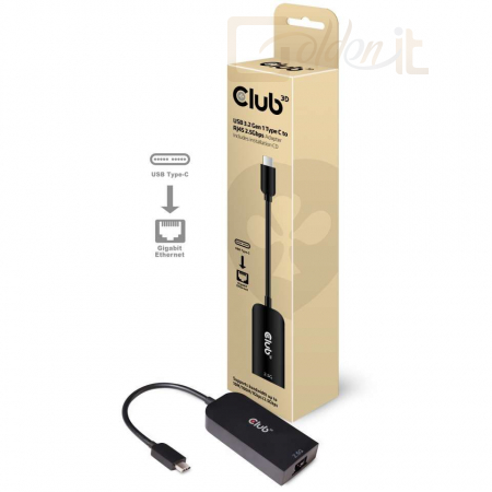 Hálózati eszközök Club3D USB 3.2 Gen1 Type C to RJ 45 2,5 Gbps Adapter - CAC-1520
