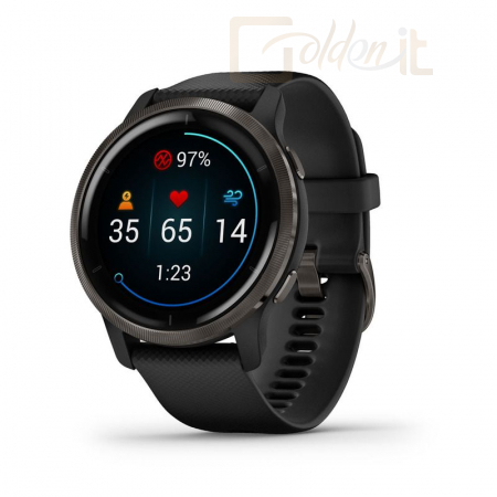 Okosóra Garmin Venu 2 Slate Stainless Steel Bezel with Black Case and Silicone Band - 010-02430-11