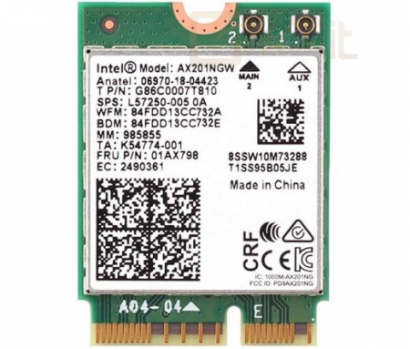 Hálózati eszközök Intel NIC WI-FI 6 AX201 2230 2x2 AX+BT No vPro - AX201.NGWG.NV