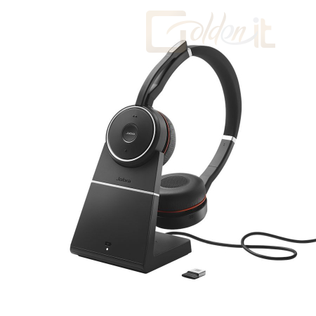 Fejhallgatók, mikrofonok Jabra Evolve 75 SE MS Stereo Headset with Link 380 + Charging Stand Black - 7599-842-199