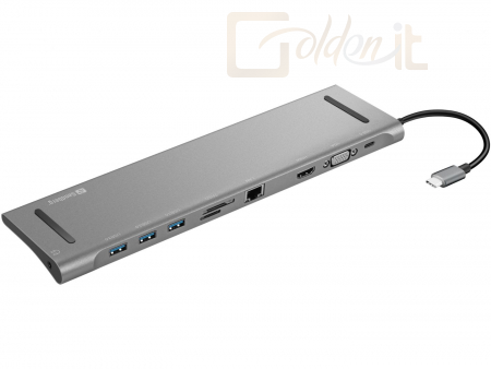 Notebook kiegészitők Sandberg USB-C 10-in-1 Docking Station Silver - 136-31