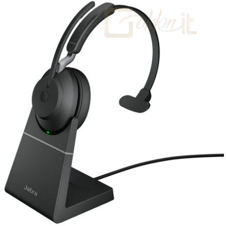 Fejhallgatók, mikrofonok Jabra Evolve2 65 Mono UC Wireless Headset+Stand Black - 26599-889-989