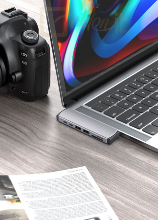 Notebook kiegészitők FIXED 7-port aluminum USB-C HUB Mac MacBooks Szürke - FIXHU-MAC-GR