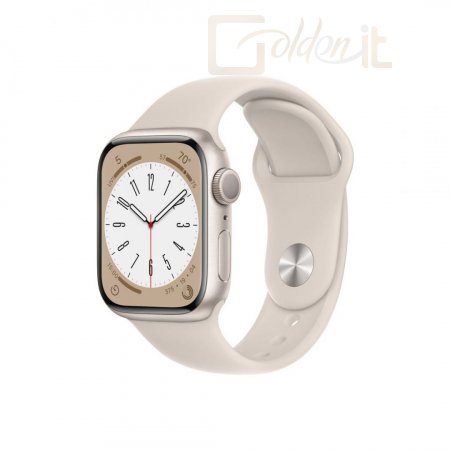 Okosóra Apple Watch Series 8 GPS 41mm Starlight Aluminium Case with Starlight Sport Band - MNP63