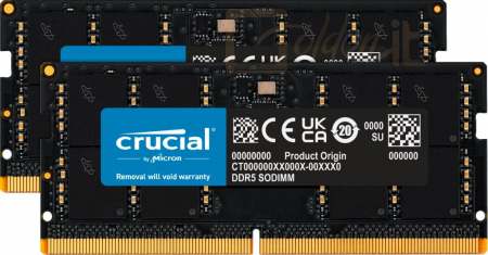 RAM - Notebook Crucial 64GB DDR5 4800MHz Kit(2x32GB) SODIMM - CT2K32G48C40S5