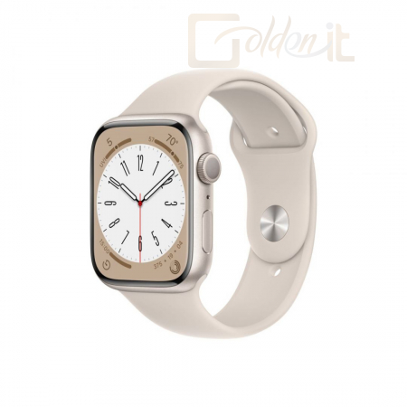 Okosóra Apple Watch Series 8 GPS 45mm Starlight Aluminium Case with Starlight Sport Band - MNP23