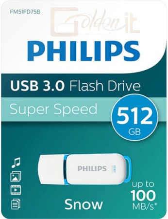 USB Ram Drive Philips 512GB USB 3.0 Snow Edition White - PH114258