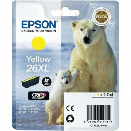 Nyomtató - Tintapatron Epson T2634 (26XL) Yellow - C13T26344012