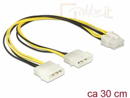 DeLock Power cable 2x 4 pin Molex male > 8 pin EPS male 30cm