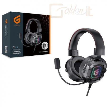 Fejhallgatók, mikrofonok Conceptronic  ATHAN03B RGB Gaming Headset Black - ATHAN03B