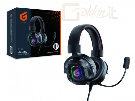 Fejhallgatók, mikrofonok Conceptronic  ATHAN02B RGB Gaming Headset Black - ATHAN02B