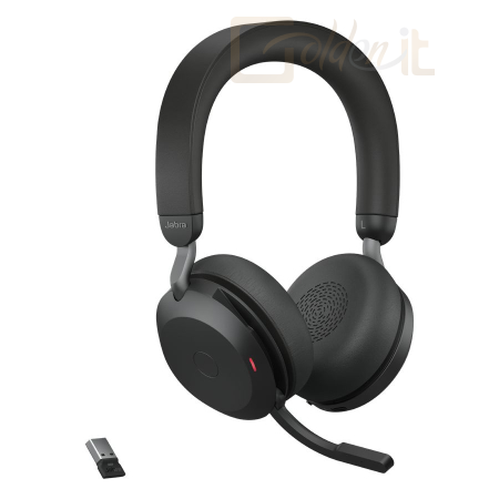Fejhallgatók, mikrofonok Jabra Evolve2 75 UC Stereo Wireless Headset + Charging Stand Black - 27599-989-989