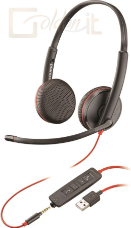 Fejhallgatók, mikrofonok Poly Plantronics Blackwire 3225 Duo Headset Black - 209747-201
