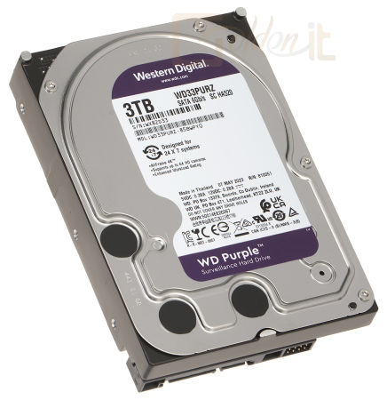 Winchester (belső) Western Digital 3TB 5400rpm SATA-600 256MB Purple WD33PURZ - WD33PURZ