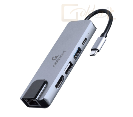 Notebook kiegészitők Gembird A-CM-COMBO5-04 USB Type-C 5-in-1 Multi-Port Adapter Space Grey - A-CM-COMBO5-04